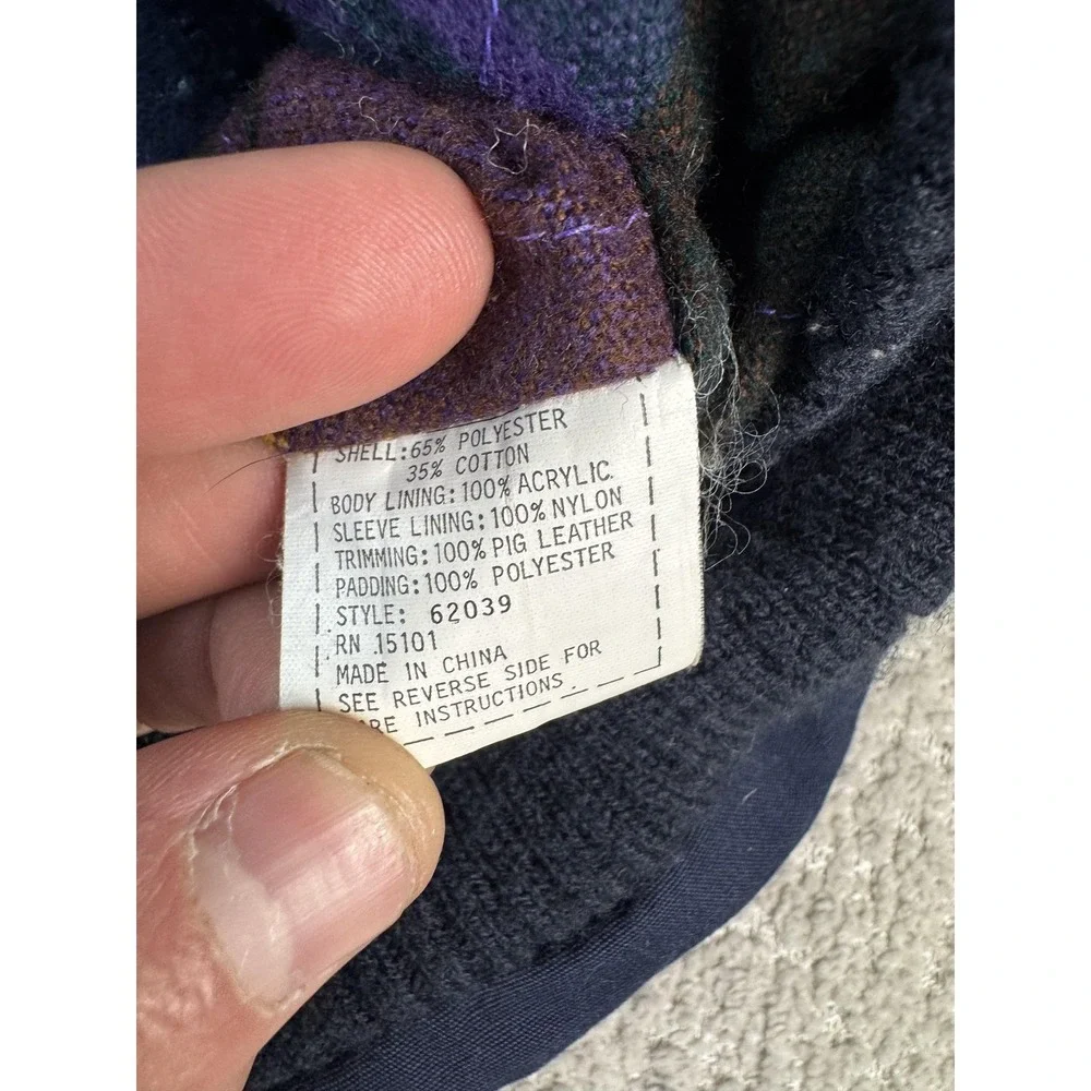 Vintage McGregor Jacket Mens Large Navy Suede Collar Plaid Lined Bomber Coat‎